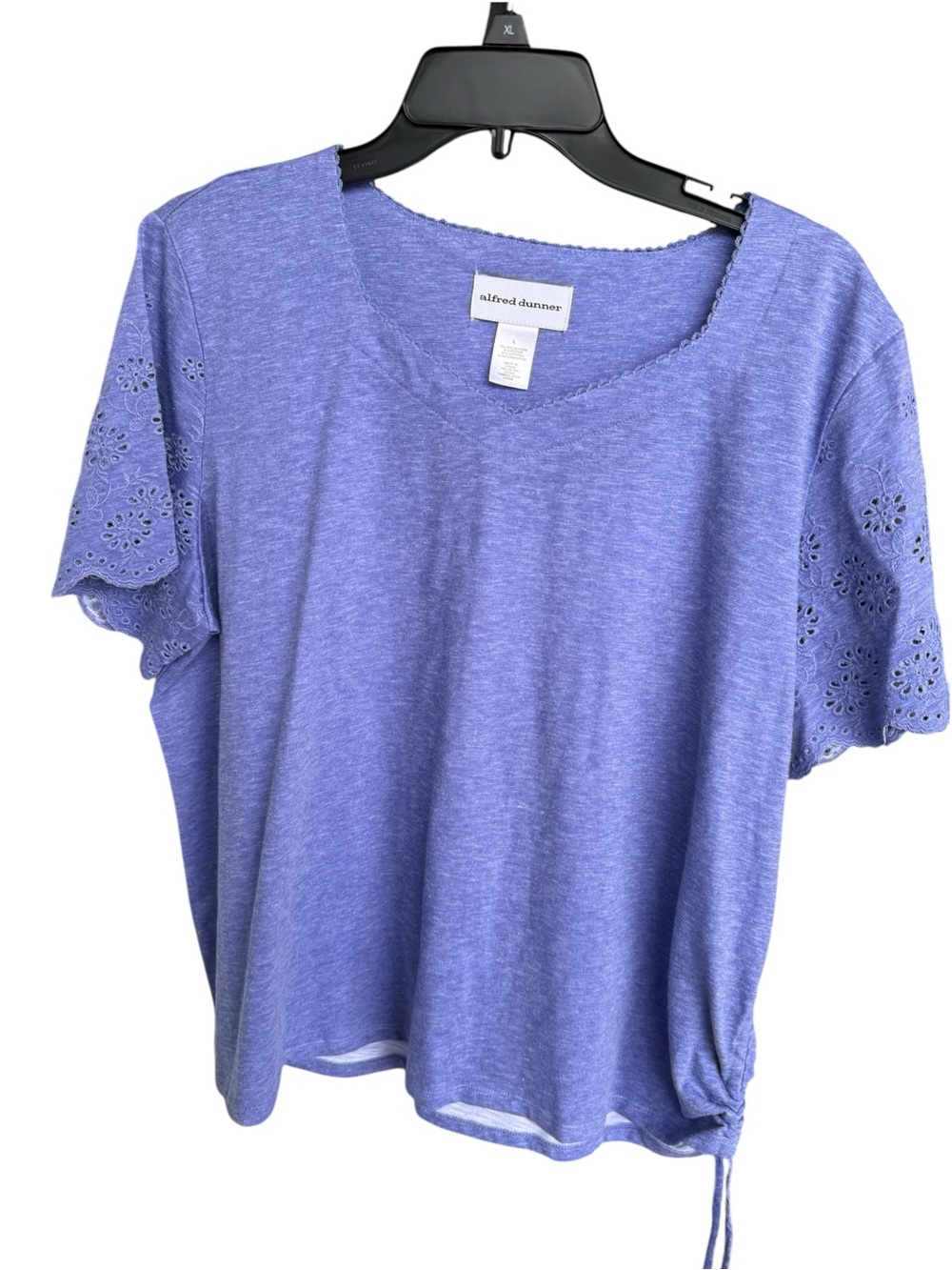 Alfred Dunner NWT Summer Breeze 2024 Lilac Short-Sleeve Tee with Eyelet Sleeves